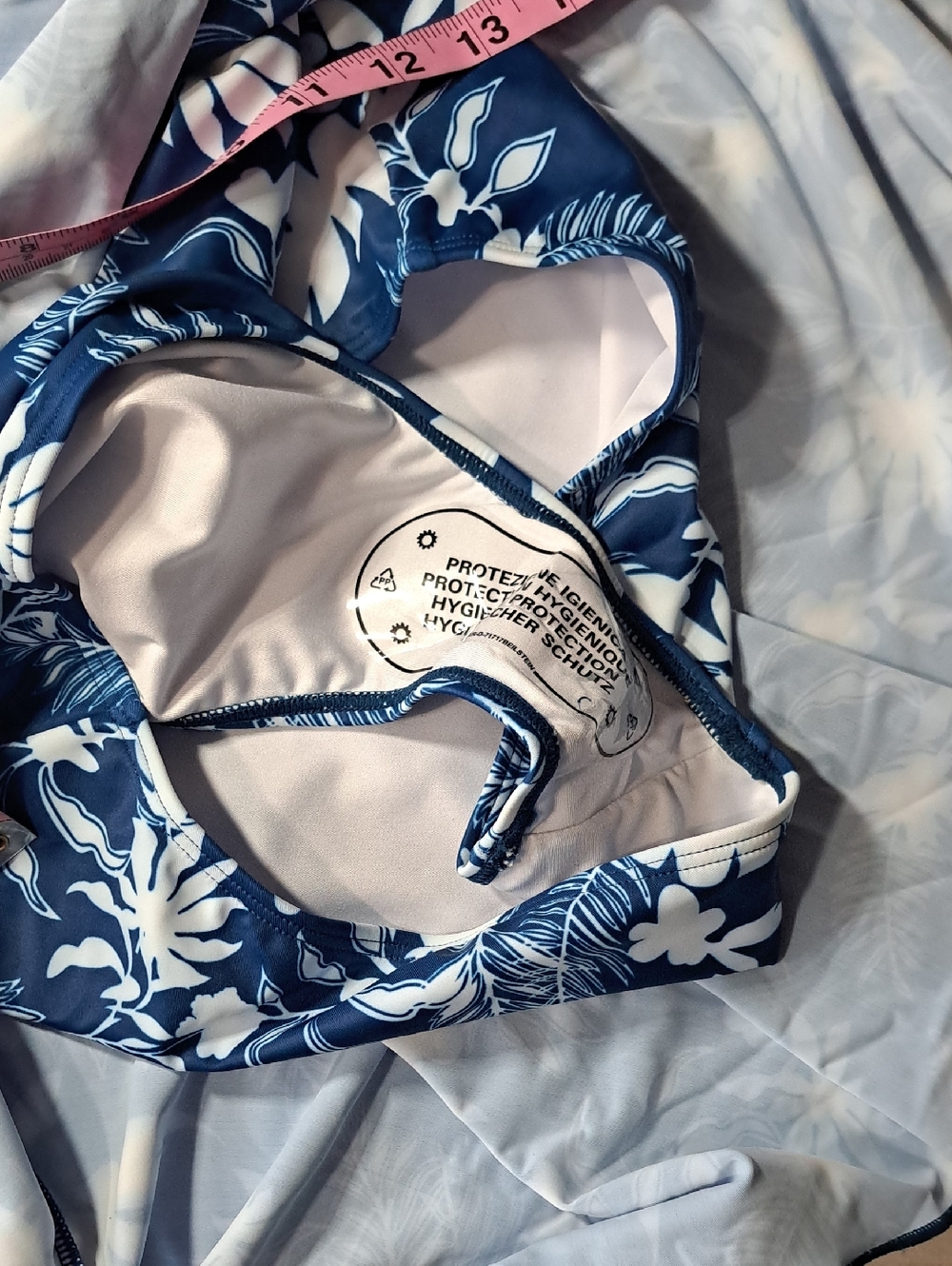 Hanna Nikole Navy & White Floral One-Piece Swim Dress Size Large - Picture 5 of 8